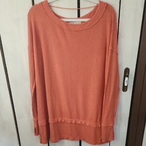 We The Free Oversized Orange Waffle Knit Tunic Size Small